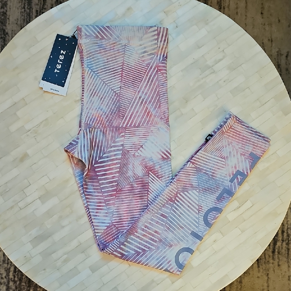 Terez x Peloton Pink & Blue Geo-Print Womens Leggings